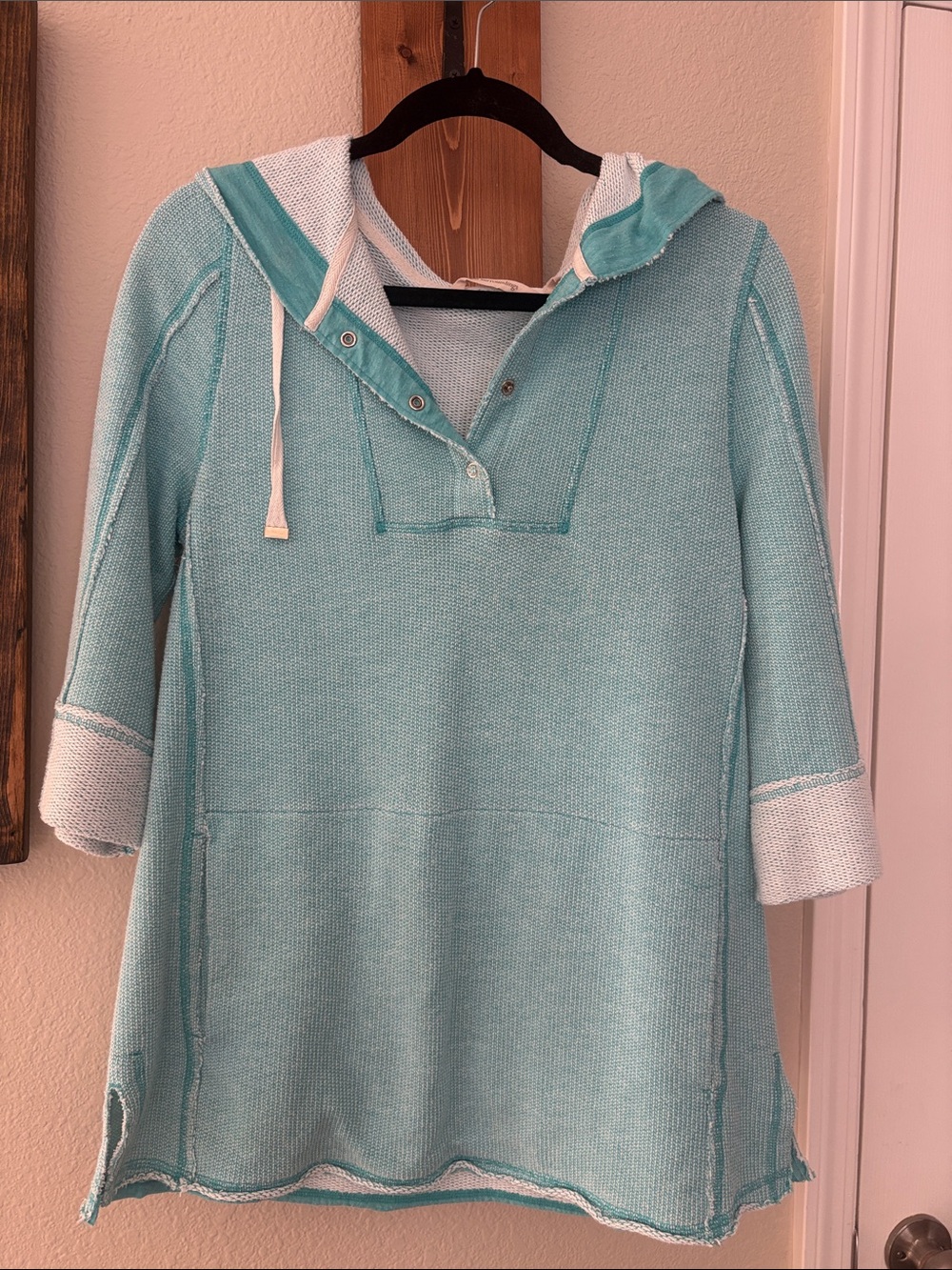 Soft Surroundings Aqua Knit Hooded Pullover